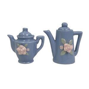 2 Vintage 1940s Small Made In Occupied Japan Cottage Core Ceramic Mini Teapots